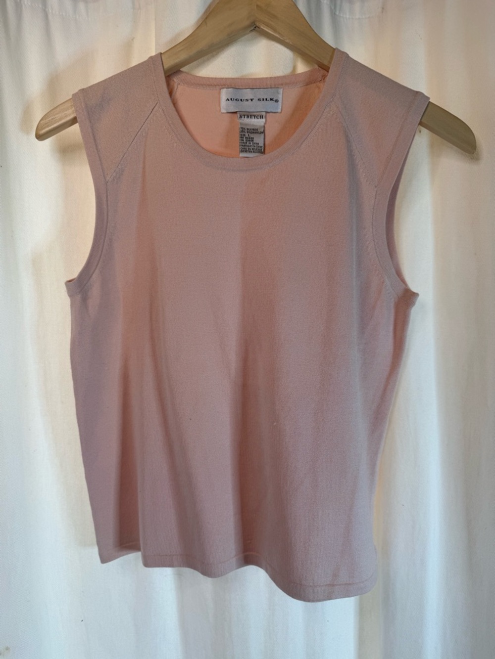 August Silk Sleeveless Crewneck Tank - Pale Pink